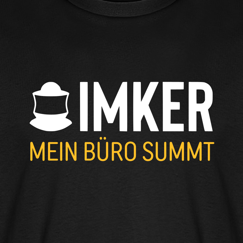 IMKER Code Büro T-Shirt in Schwarz – Druck im Detail