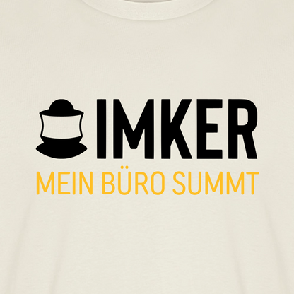 IMKER Code Büro T-Shirt in Naturweiß – Druck im Detail