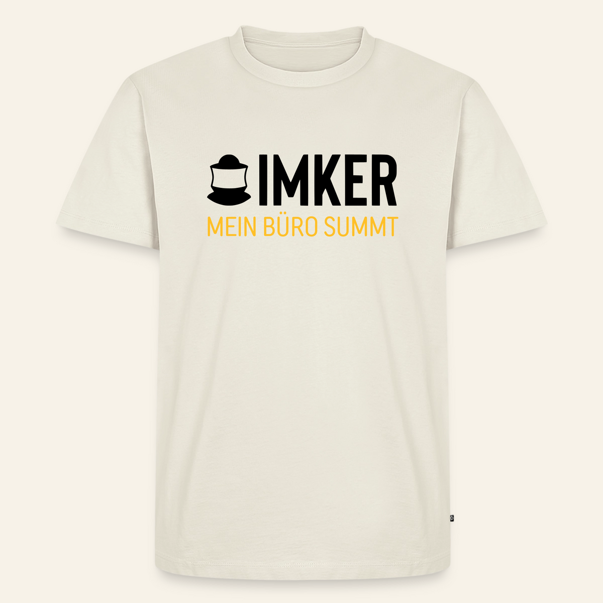 IMKER Code Büro T-Shirt in Naturweiß – Vorderseite