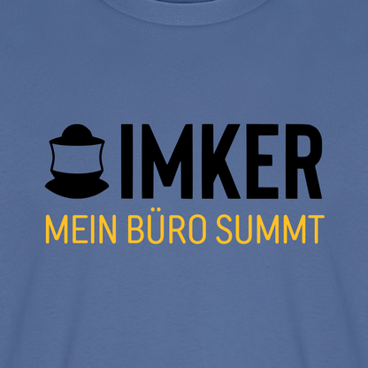 IMKER Code Büro T-Shirt in Steinblau – Druck im Detail