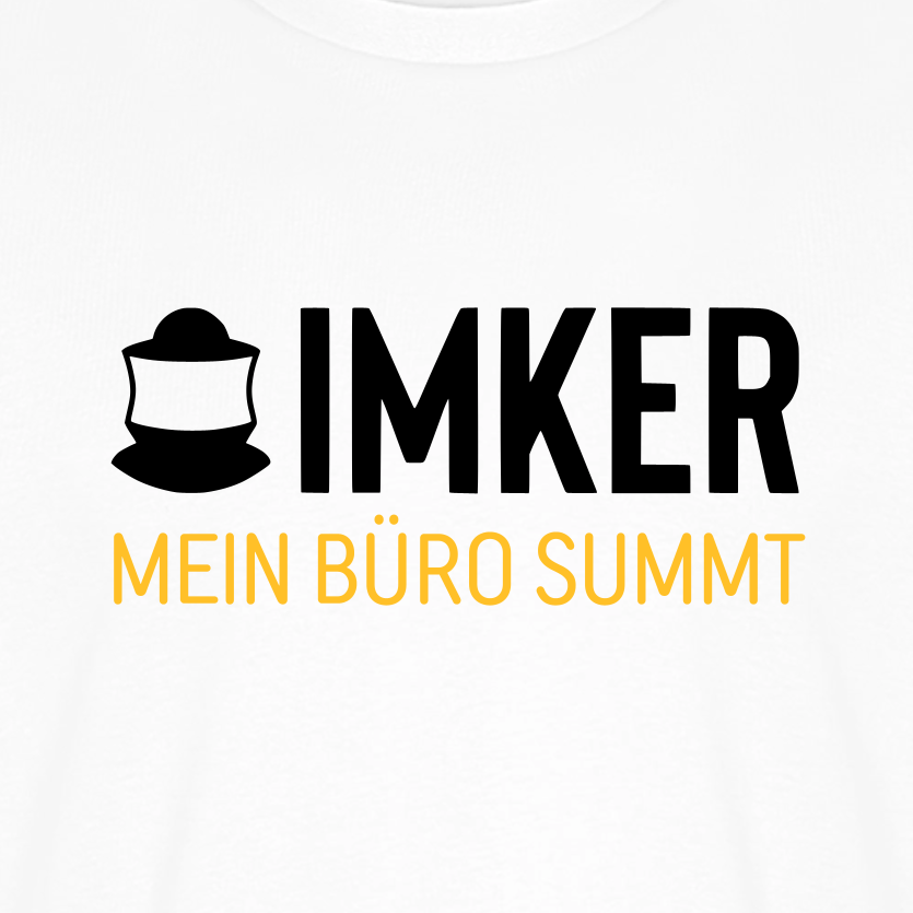IMKER Code Büro T-Shirt in Weiß – Druck im Detail