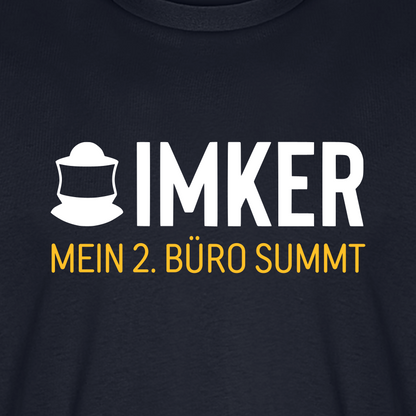IMKER Code Zweitbüro T-Shirt in Dunkelblau – Druck im Detail