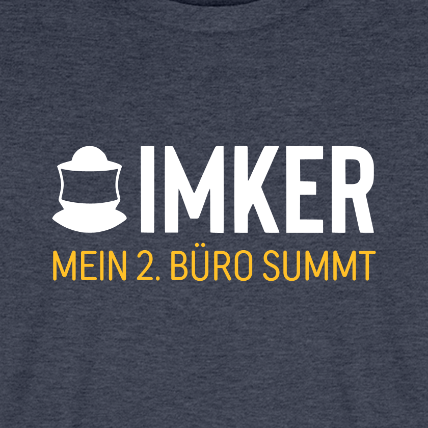 IMKER Code Zweitbüro T-Shirt in Jeansblau – Druck im Detail
