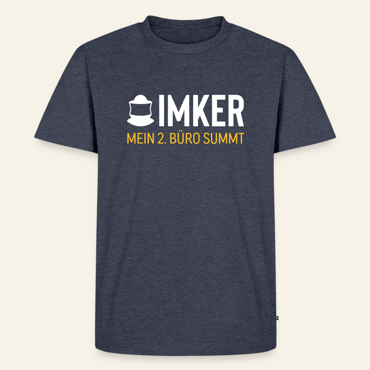 IMKER Code Zweitbüro T-Shirt in Jeansblau – Vorderseite