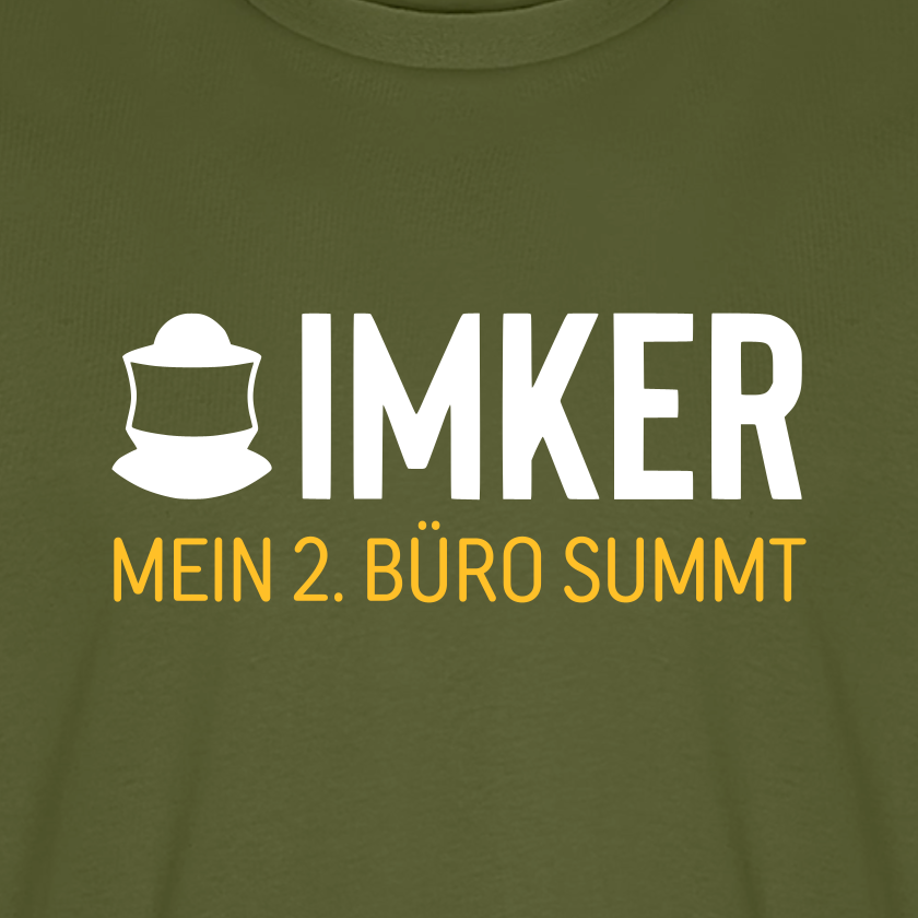IMKER Code Zweitbüro T-Shirt in Khaki – Druck im Detail