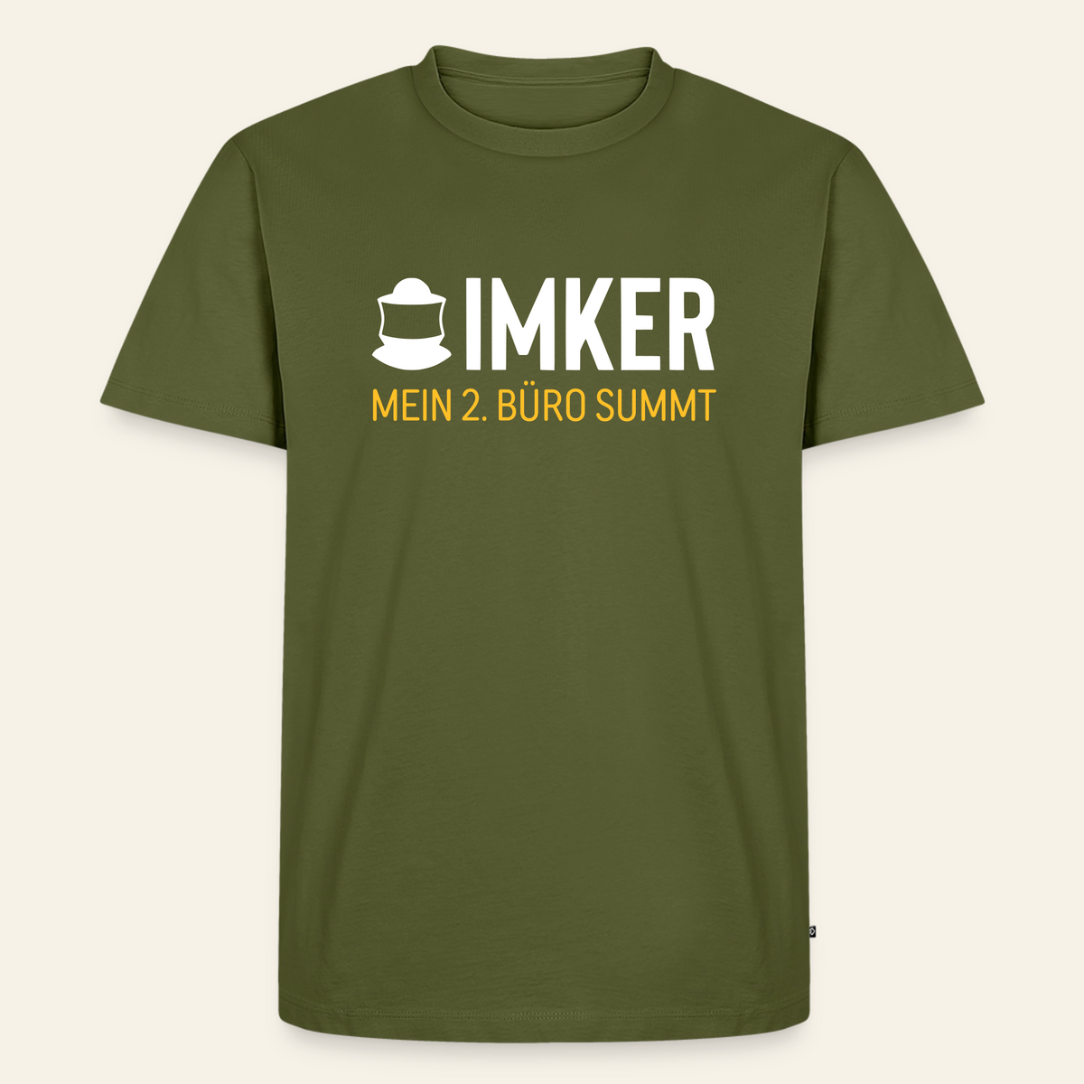 IMKER Code Zweitbüro T-Shirt in Khaki – Vorderseite