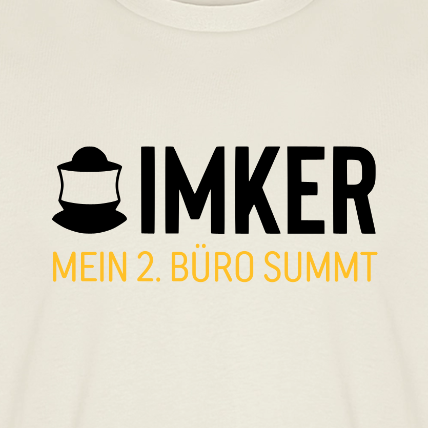 IMKER Code Zweitbüro T-Shirt in Naturweiß – Druck im Detail