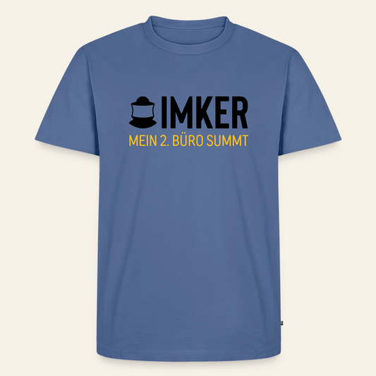 IMKER Code Zweitbüro T-Shirt in Steinblau – Vorderseite