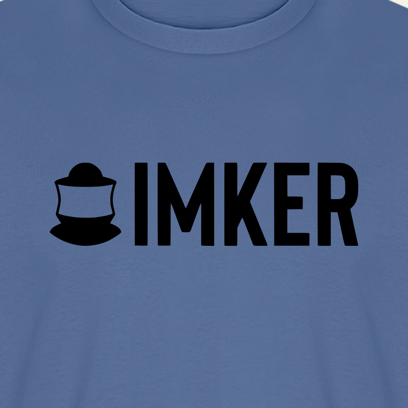 IMKER Code Prime T-Shirt in Steinblau – Druck im Detail