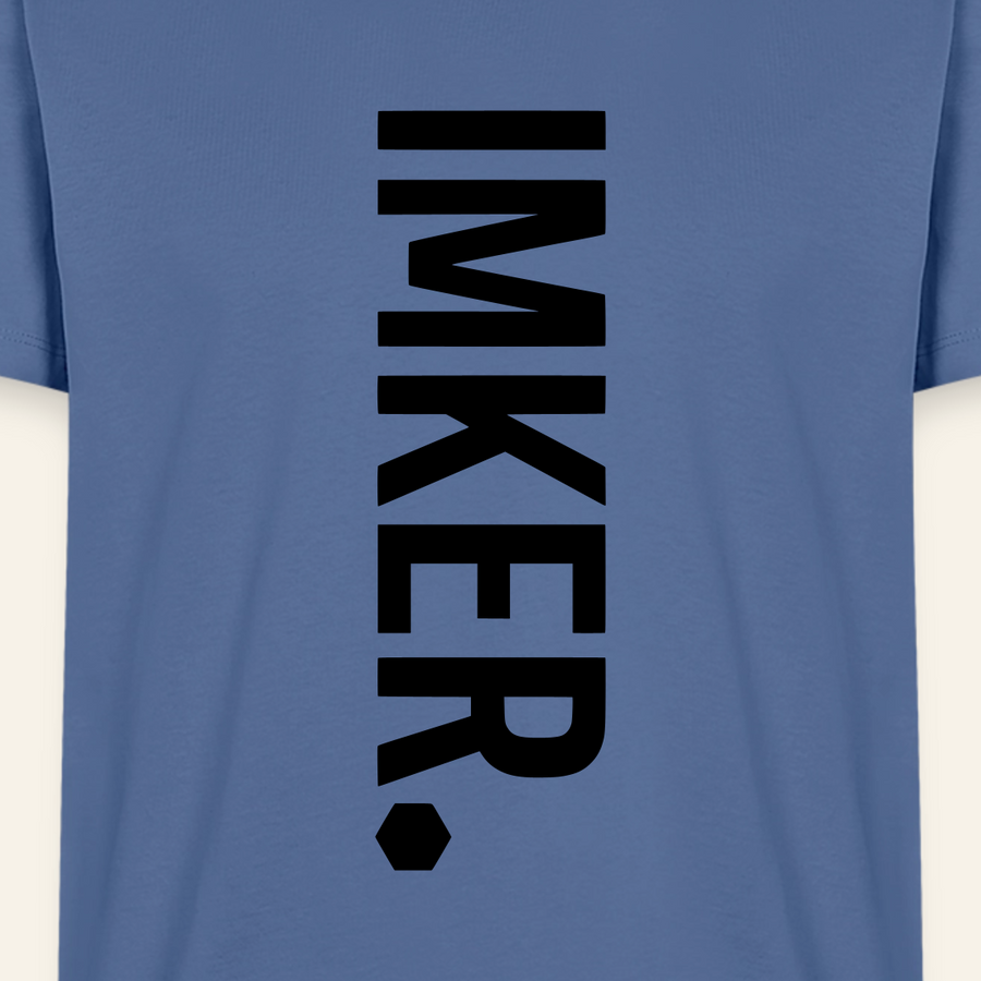 IMKER Dot Charlie T-Shirt in Steinblau – Druck im Detail