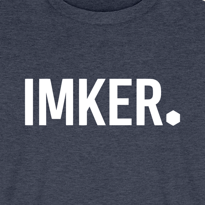 IMKER Dot Stark T-Shirt in Jeansblau – Druck im Detail