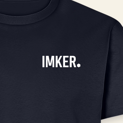 IMKER Dot Fein T-Shirt in Dunkelblau – Druck im Detail