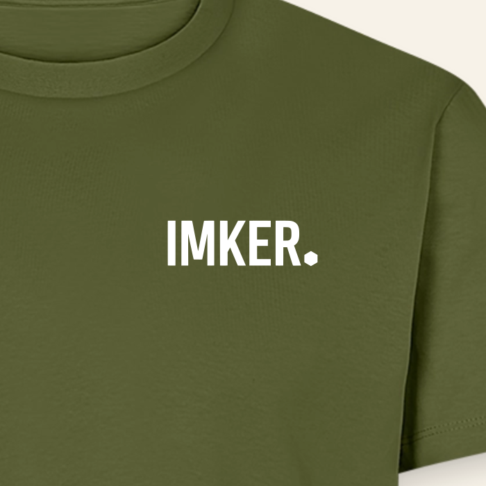 IMKER Dot Fein T-Shirt in Khaki – Druck im Detail