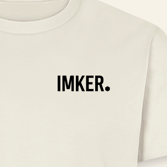 IMKER Dot Fein T-Shirt in Naturweiß – Druck im Detail