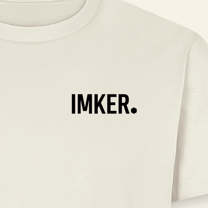 IMKER Dot Fein T-Shirt in Naturweiß – Druck im Detail