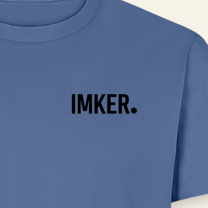 IMKER Dot Fein T-Shirt in Steinblau – Druck im Detail