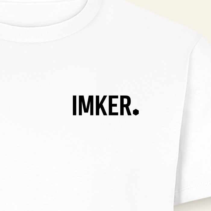 IMKER Dot Fein T-Shirt in Weiß – Druck im Detail