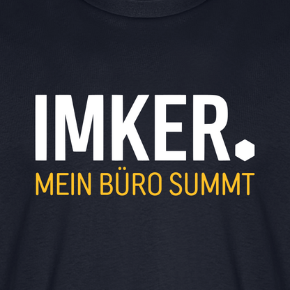 IMKER Dot Büro T-Shirt in Dunkelblau – Druck im Detail