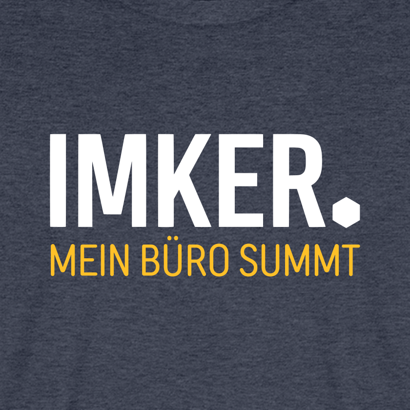 IMKER Dot Büro T-Shirt in Jeansblau – Druck im Detail