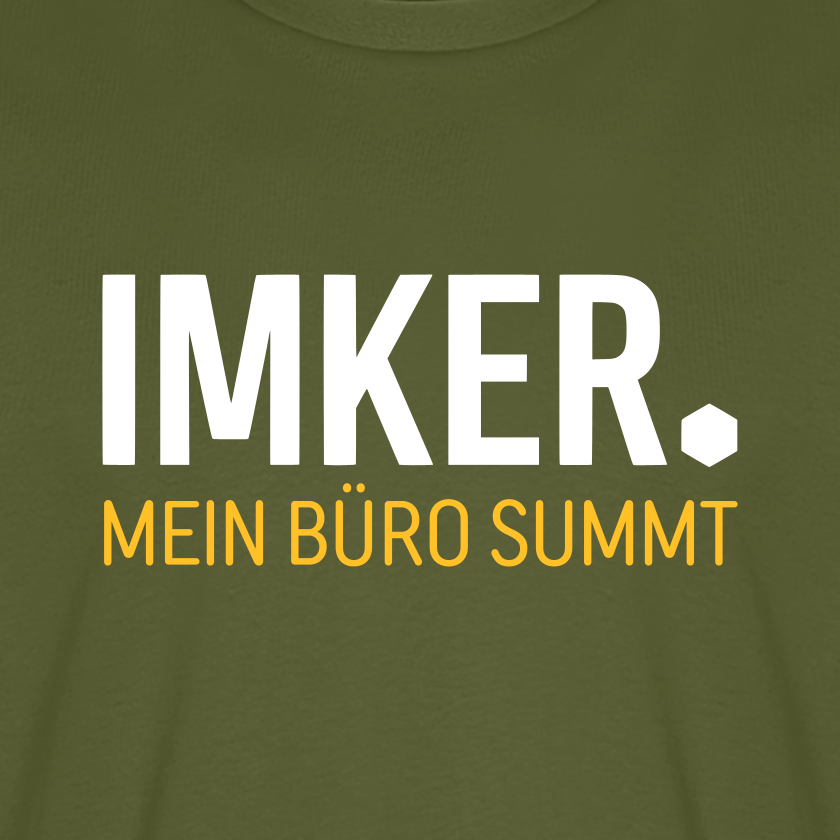 IMKER Dot Büro T-Shirt in Khaki – Druck im Detail