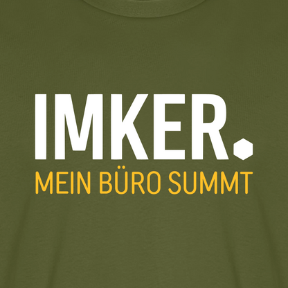 IMKER Dot Büro T-Shirt in Khaki – Druck im Detail