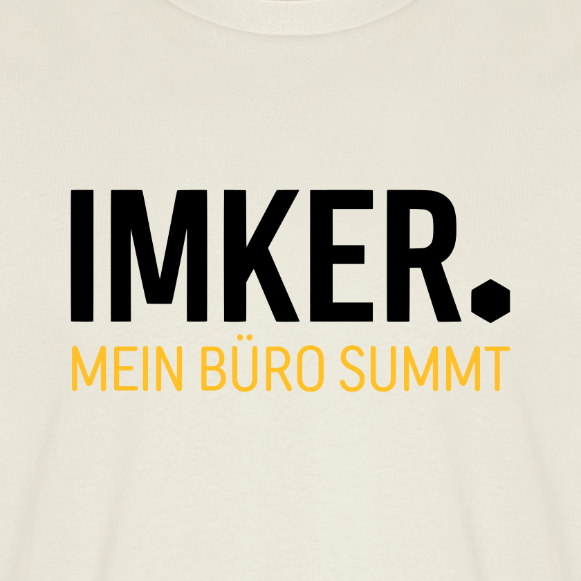 IMKER Dot Büro T-Shirt in Naturweiß – Druck im Detail