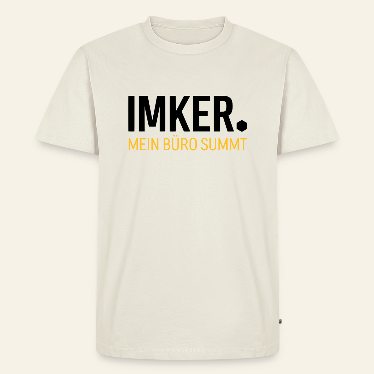 IMKER Dot Büro T-Shirt in Naturweiß – Vorderseite