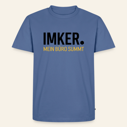 IMKER Dot Büro T-Shirt in Steinblau – Vorderseite
