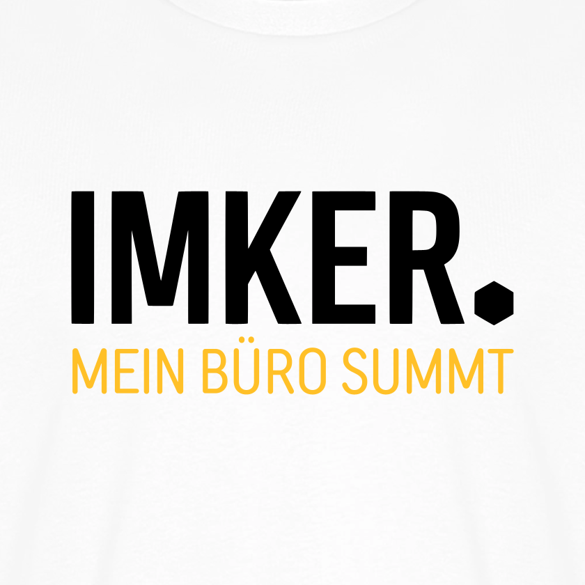 IMKER Dot Büro T-Shirt in Weiß – Druck im Detail