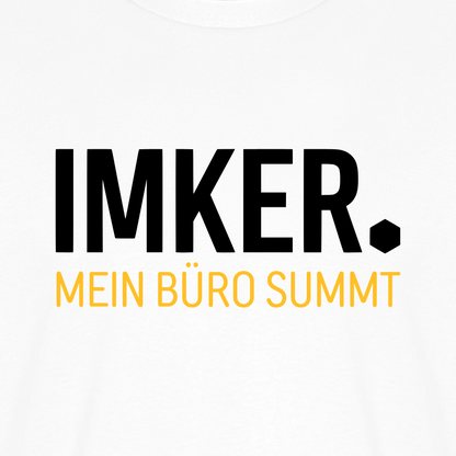 IMKER Dot Büro T-Shirt in Weiß – Druck im Detail