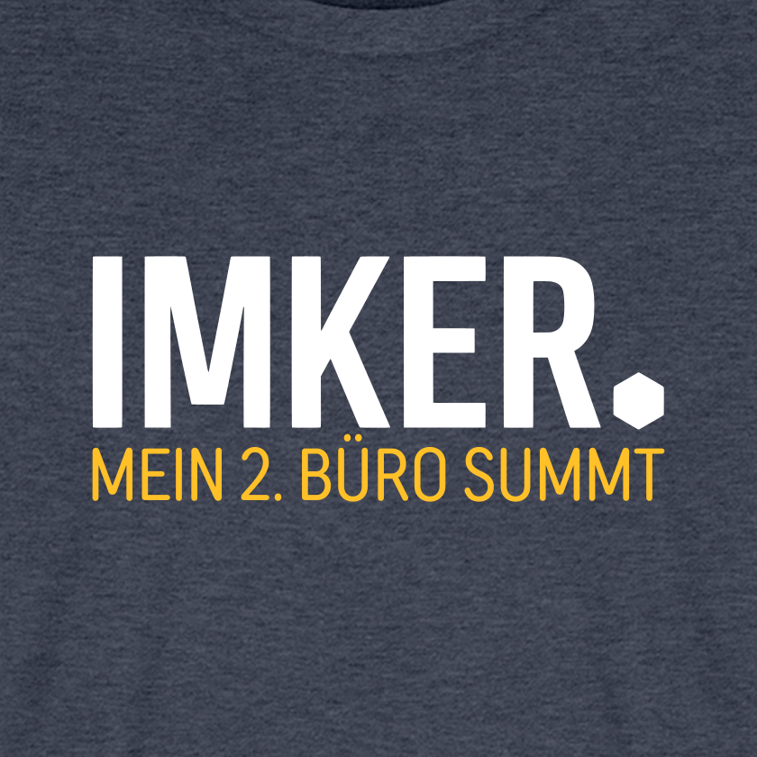 IMKER Dot Zweitbüro T-Shirt in Jeansblau – Druck im Detail