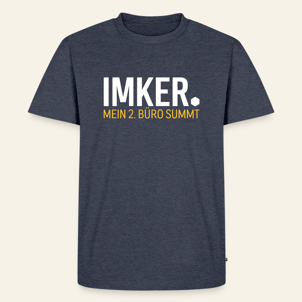 IMKER Dot Zweitbüro T-Shirt in Jeansblau – Vorderseite
