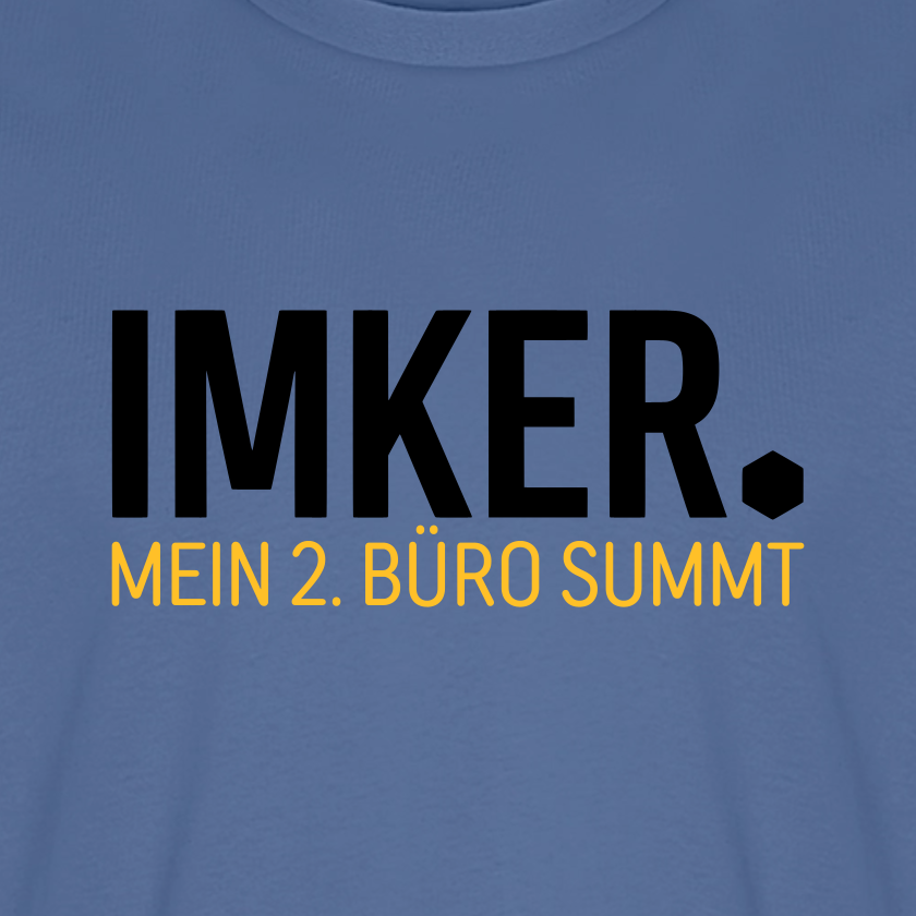 IMKER Dot Zweitbüro T-Shirt in Steinblau – Druck im Detail