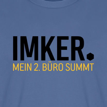 IMKER Dot Zweitbüro T-Shirt in Steinblau – Druck im Detail