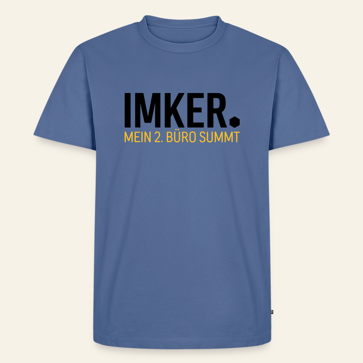 IMKER Dot Zweitbüro T-Shirt in Steinblau – Vorderseite