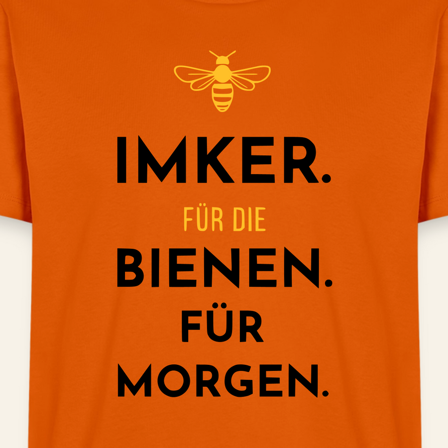 Imker für Morgen T-Shirt in Orange – Druck im Detail
