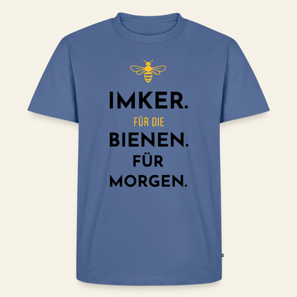 Imker für Morgen T-Shirt in Steinblau – Vorderseite