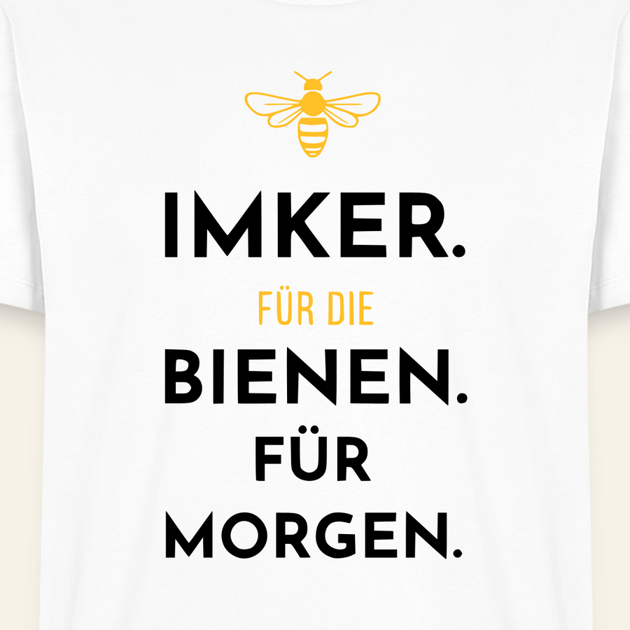 Imker für Morgen T-Shirt in Weiß – Druck im Detail