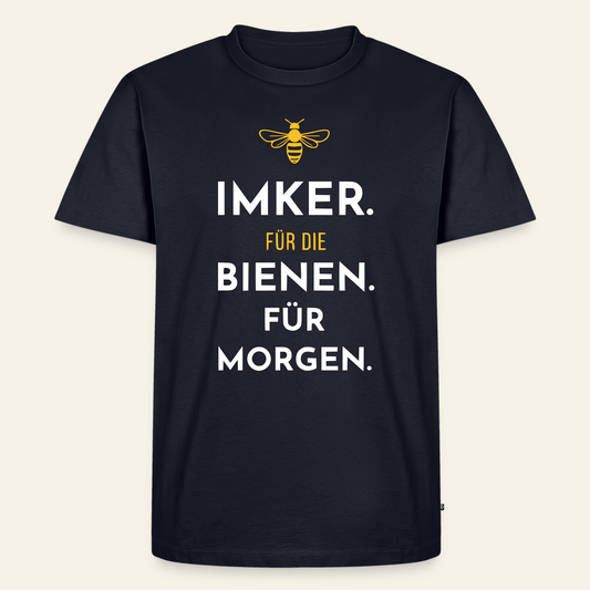 Imker für Morgen T-Shirt in Dunkelblau – Vorderseite