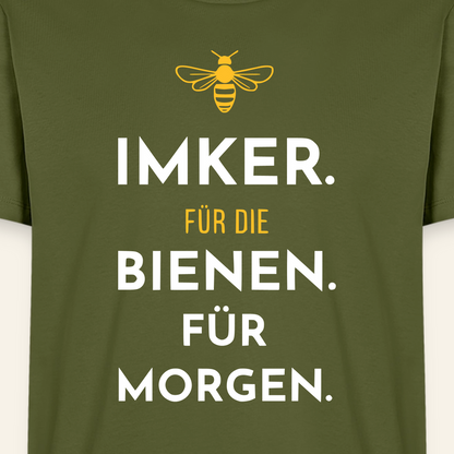 Imker für Morgen T-Shirt in Khaki – Druck im Detail