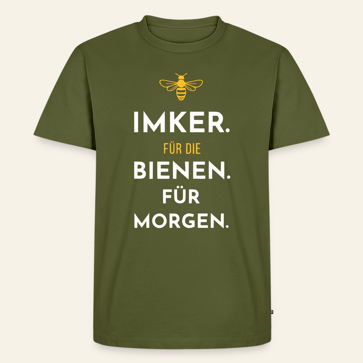 Imker für Morgen T-Shirt in Khaki – Vorderseite