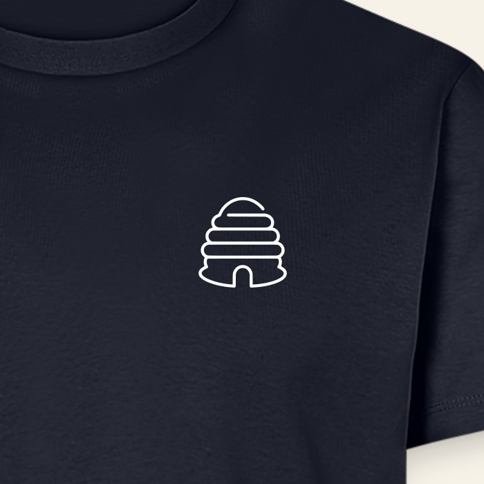 IMKER Hive Bravo T-Shirt in Dunkelblau – Druck im Detail
