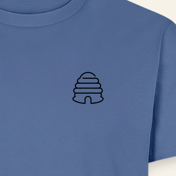 IMKER Hive Bravo T-Shirt in Steinblau – Druck im Detail