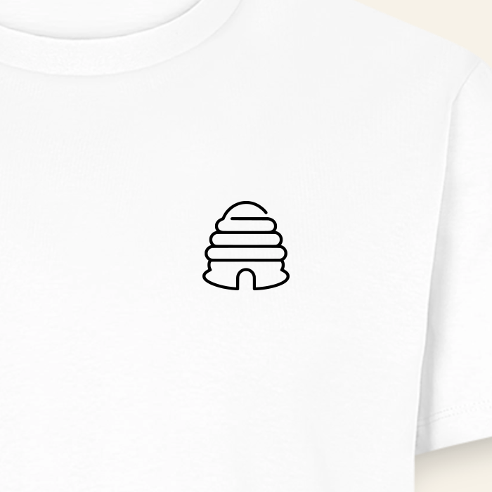 IMKER Hive Bravo T-Shirt in Weiß – Druck im Detail