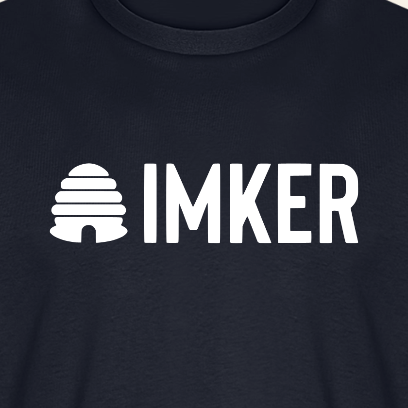 IMKER Hive Prime T-Shirt in Dunkelblau – Druck im Detail