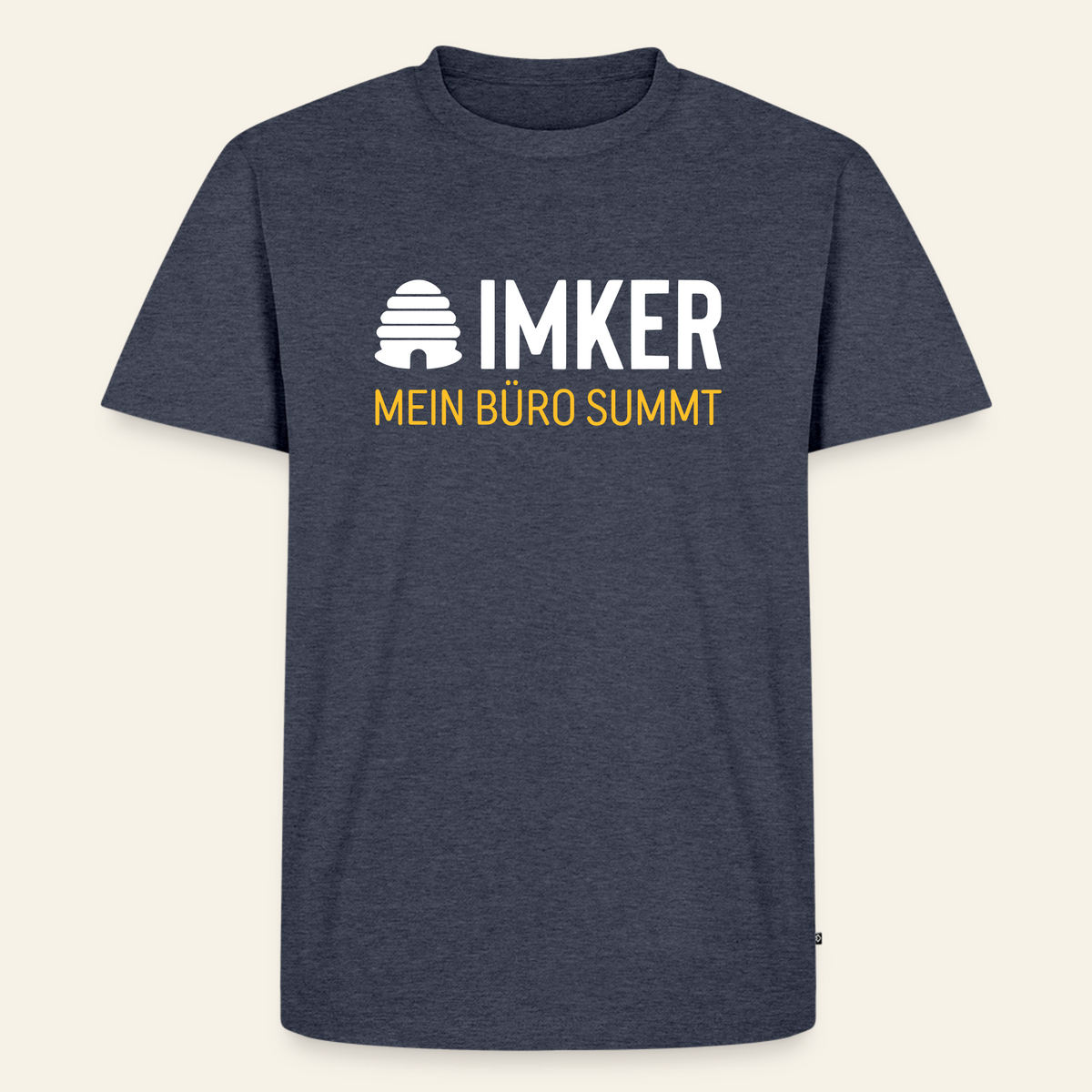 IMKER Hive Büro T-Shirt in Jeansblau – Vorderseite