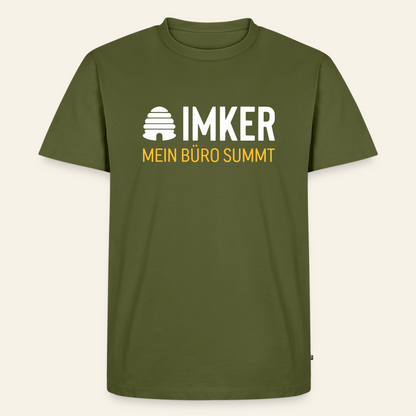 IMKER Hive Büro T-Shirt in Khaki – Vorderseite