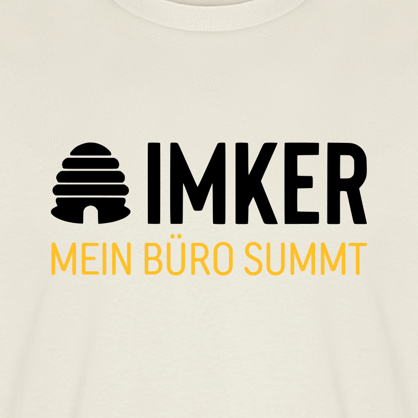 IMKER Hive Büro T-Shirt in Naturweiß – Druck im Detail