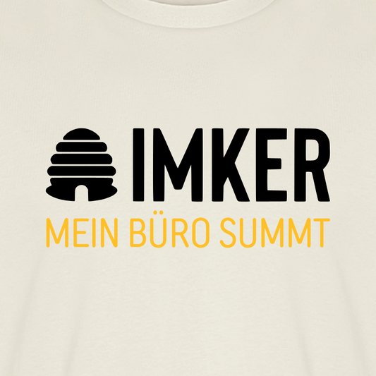 IMKER Hive Büro T-Shirt in Naturweiß – Druck im Detail
