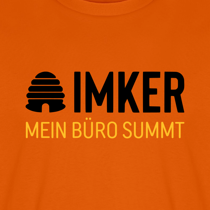 IMKER Hive Büro T-Shirt in Orange – Druck im Detail